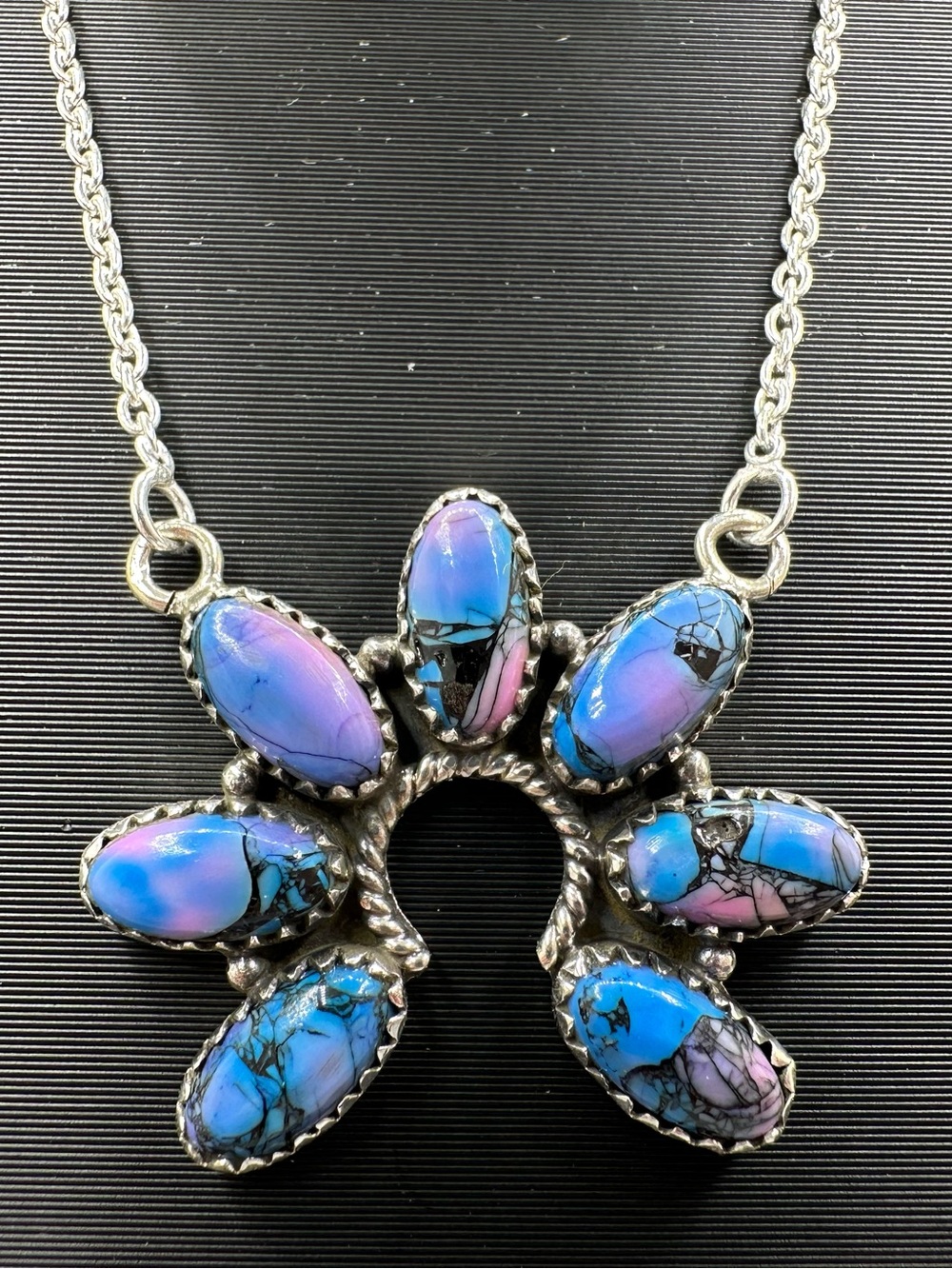 Monarch Dahlia Turquoise 925 Sterling Silver Pendant Cluster Necklace
